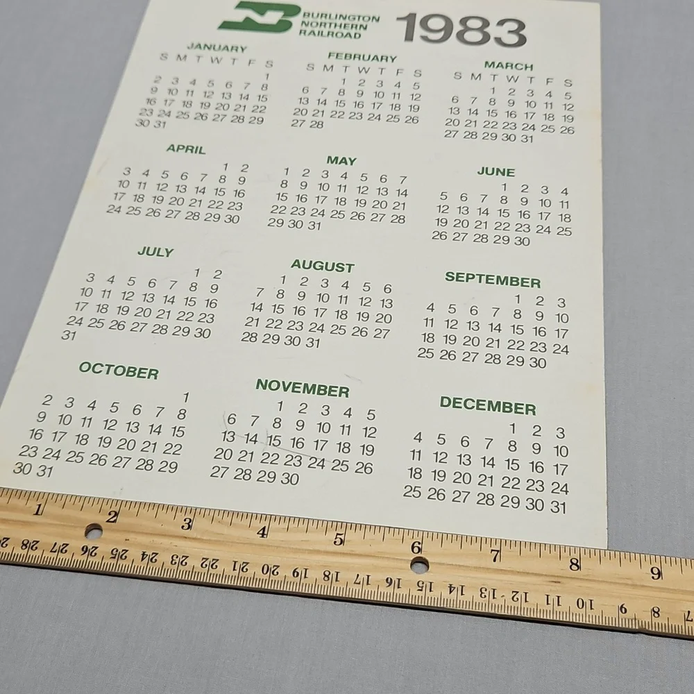 1979 Burlington Northern 1983 Burlington Northern Railroad Calendar